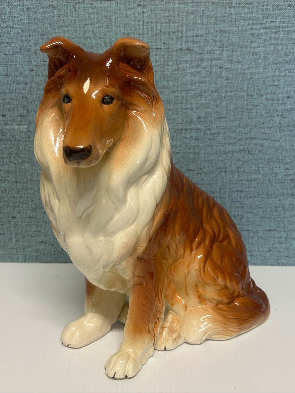 Vintage Rough Collie Ceramic Statue  Large 11x8.5 Inch Dog Decor